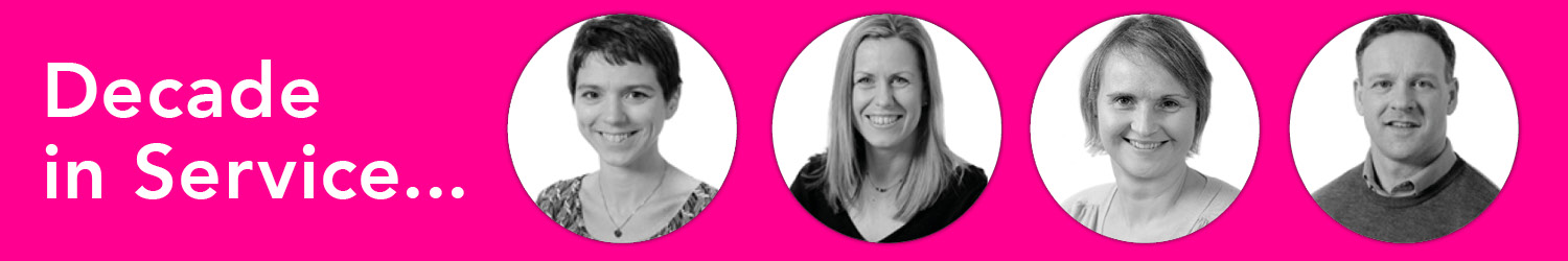 Four employees with a decade in service
